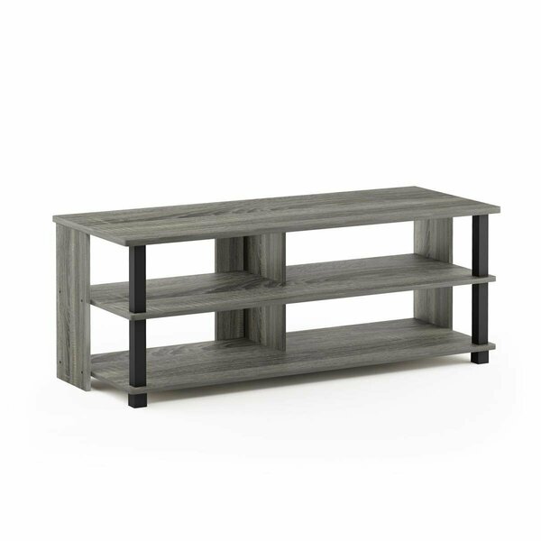 Furinno 17077GYW-BK Sully 3-Tier TV Stand for TV up to 50 French Oak Grey & Black 17077GYW/BK